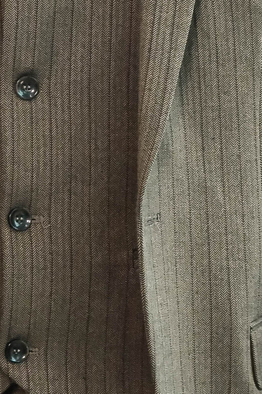 Men's Hickory Brown Pinstripe 3-Piece Slim Fit Suit