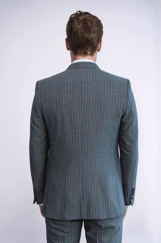 Men's Charcoal Anthracite Pinstripe 3-Piece Slim Fit Suit