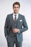 Men's Charcoal Anthracite Pinstripe 3-Piece Slim Fit Suit