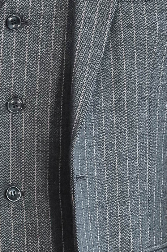 Men's Charcoal Anthracite Pinstripe 3-Piece Slim Fit Suit
