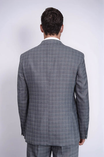Navy Blue Slim Fit Patterned 3-Piece Vested Suit | Wessi