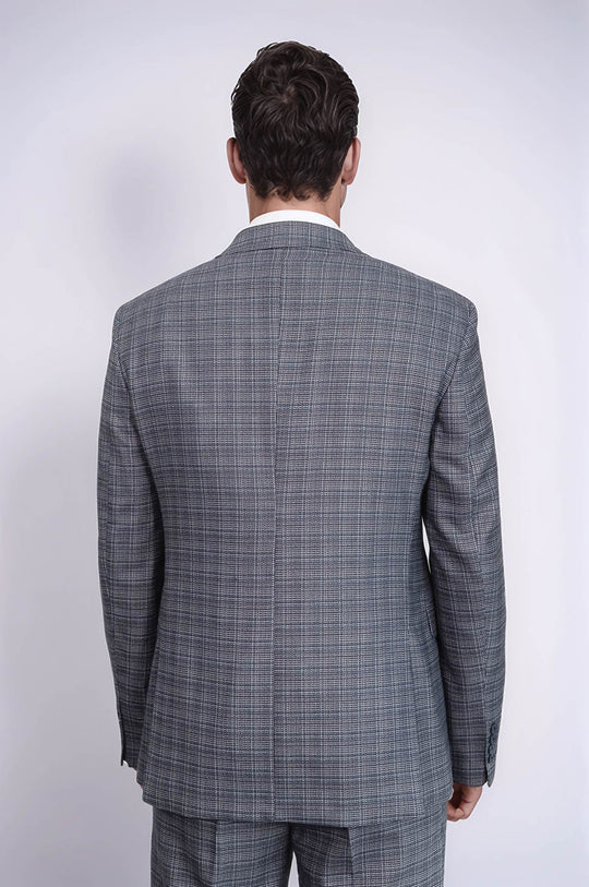 Navy Blue Slim Fit Patterned 3-Piece Vested Suit | Wessi