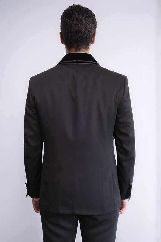 Black 3-Piece Velvet Shawl Collar Tuxedo | Wessi