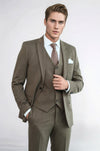 Men's Hickory Brown Pinstripe 3-Piece Slim Fit Suit