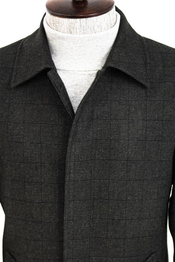 Black Slim Fit Hidden Button Peak Lapel Short Coat | Wessi