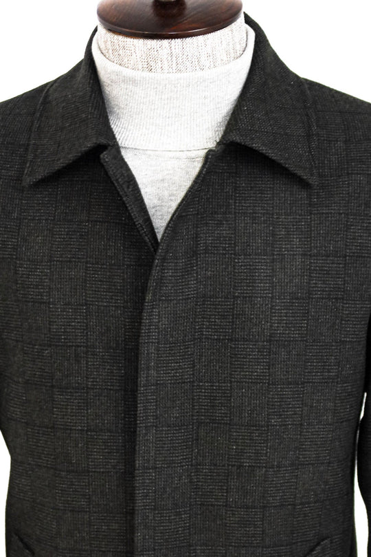 Black Slim Fit Hidden Button Peak Lapel Short Coat | Wessi