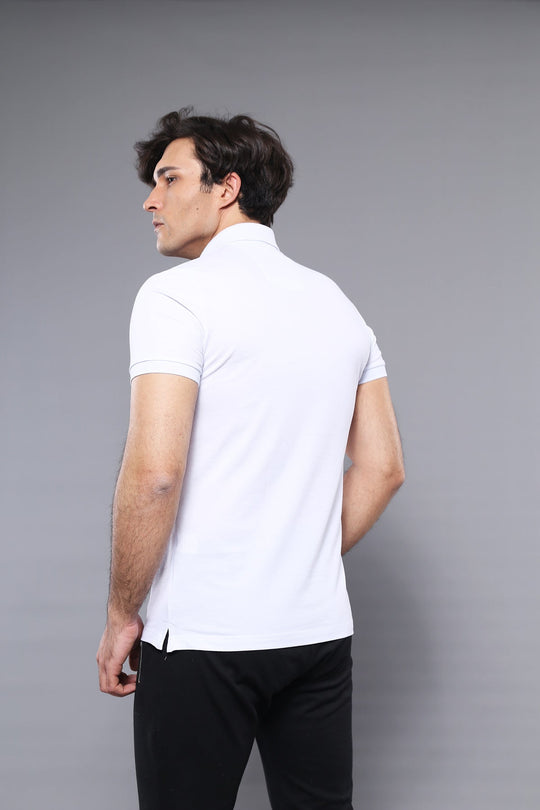 Men's White Plain Slim Fit Polo T-Shirt | Wessi