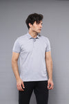 Men's Grey Plain Slim Fit Polo T-Shirt | Wessi
