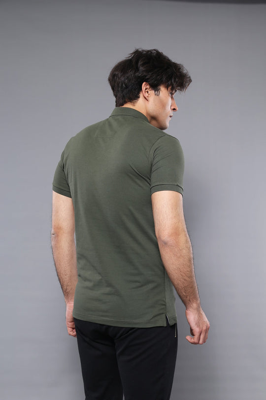 Men's Khaki Plain Slim Fit Polo T-Shirt | Wessi