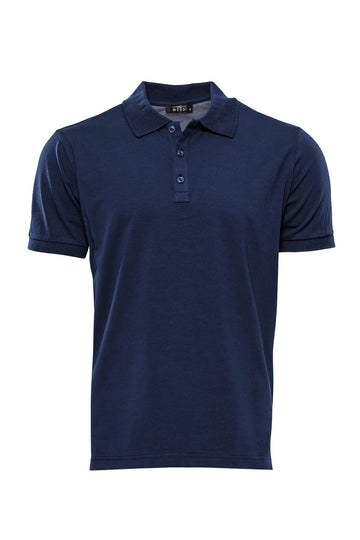 Slim Fit Navy Blue Polo Collar T-Shirt — Wessi