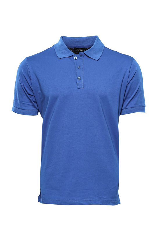 Men's Indigo Blue Slim Fit Polo Collar T-Shirt | Wessi
