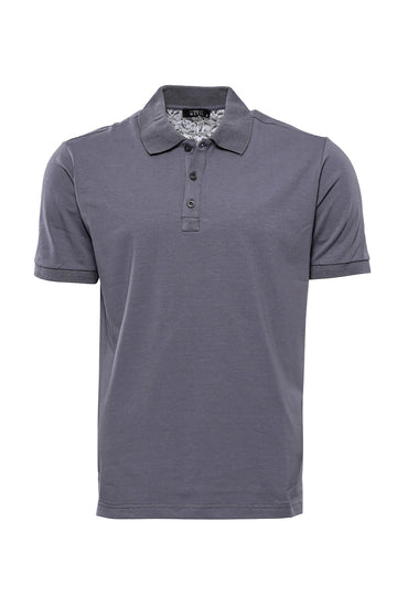 Slim Fit Grey Polo Collar T-Shirt — Wessi