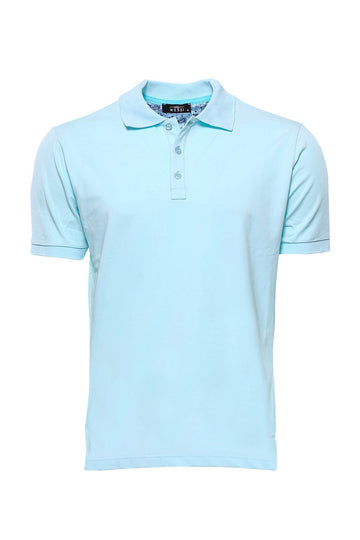 Men's Sky Blue Slim Fit Polo Collar T-Shirt | Wessi