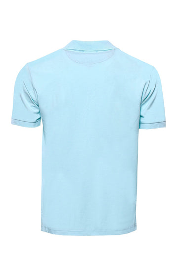 Men's Sky Blue Slim Fit Polo Collar T-Shirt | Wessi