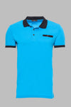 Men's Turquoise Slim Fit Polo Neck T-Shirt | Wessi