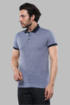 Men's Blue Patterned Slim Fit Polo T-Shirt | Wessi