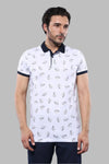 Men's White Patterned Slim Fit Polo T-Shirt | Wessi