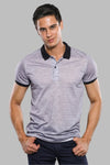 Slim Fit Grey Floral Print Polo Neck T-Shirt — Wessi