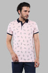Men's Pink Floral Print Slim Fit Polo T-Shirt | Wessi