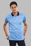 Slim Fit Turquoise Floral Print Polo Neck T-Shirt — Wessi