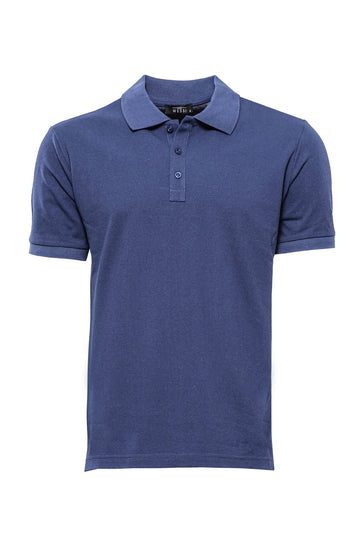 Slim Fit Navy Oxford Polo Collar T-Shirt — Wessi