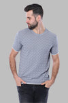 Grey Patterned Tricot Knitted T-Shirt | Wessi
