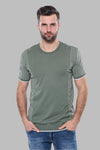 Men's Green Slim Fit Crew Neck Patterned Knitted T-Shirt | Wessi