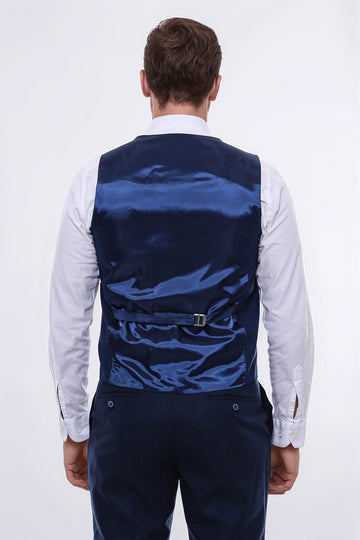 Sky Blue Slim Fit Plain V-Neck Waistcoat – Wessi