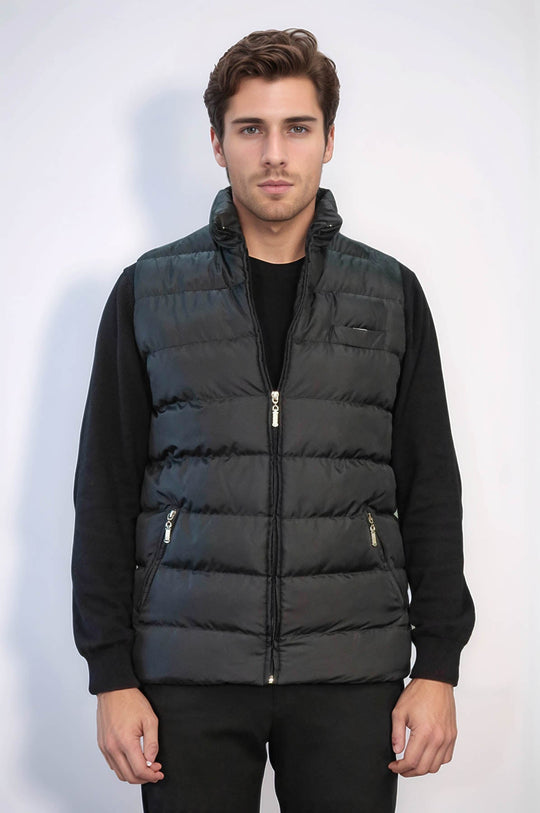 Black Slim Fit Quilted Zip Pocket Gilet – Wessi