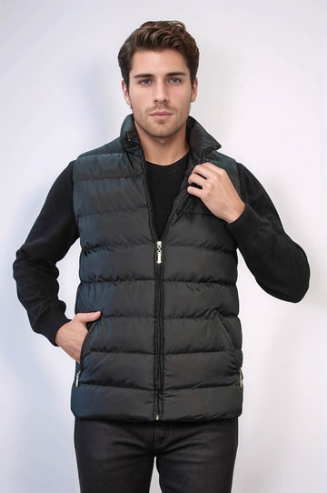 Black Slim Fit Quilted Zip Pocket Gilet – Wessi