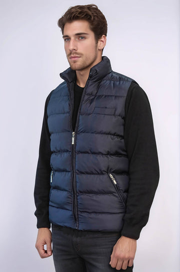 Navy Blue Slim Fit Quilted Down Vest | Wessi