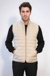 Cream Slim Fit Quilted Sleeveless Down Vest | Wessi