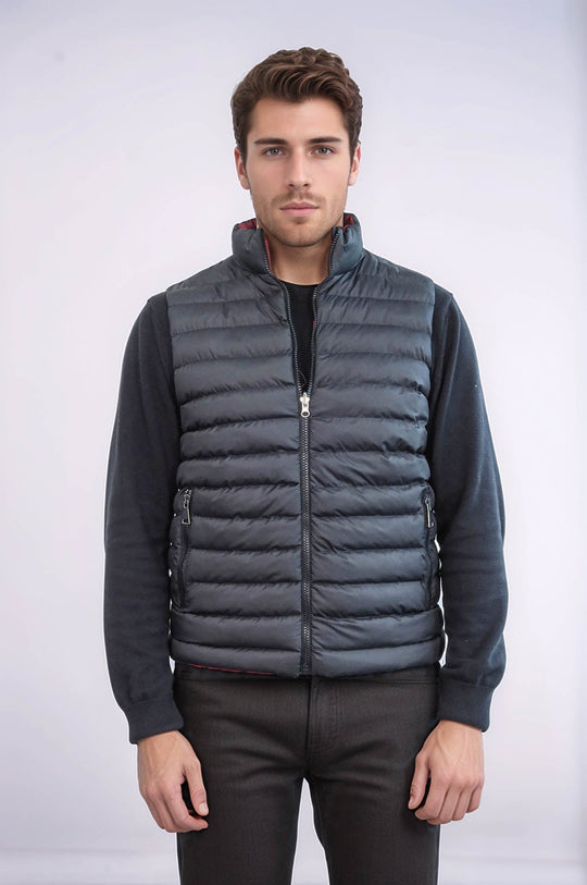 Black Reversible Slim Fit Quilted Gilet – Wessi