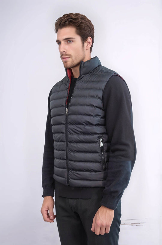 Black Reversible Slim Fit Quilted Gilet – Wessi