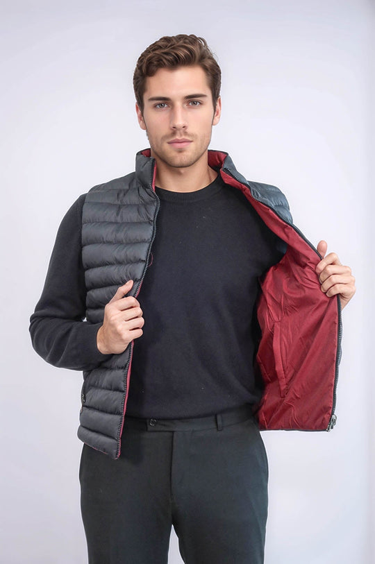 Black Reversible Slim Fit Quilted Gilet – Wessi