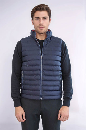 Navy Blue Reversible Slim Fit Quilted Gilet – Wessi