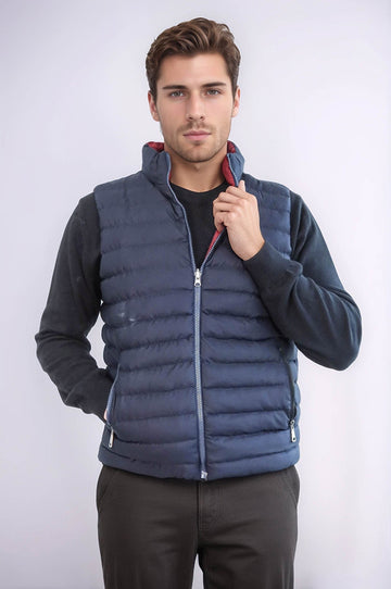 Navy Blue Reversible Slim Fit Quilted Gilet – Wessi