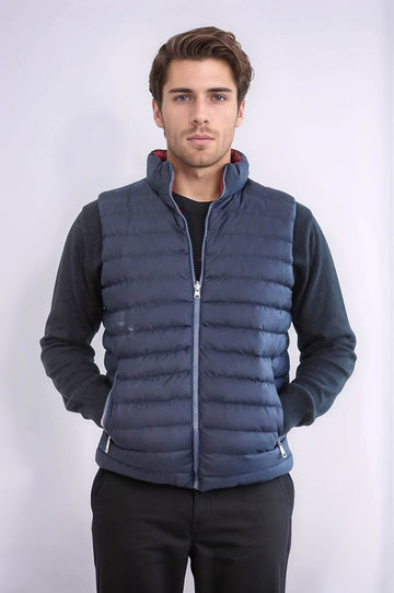 Navy Blue Reversible Slim Fit Quilted Gilet – Wessi