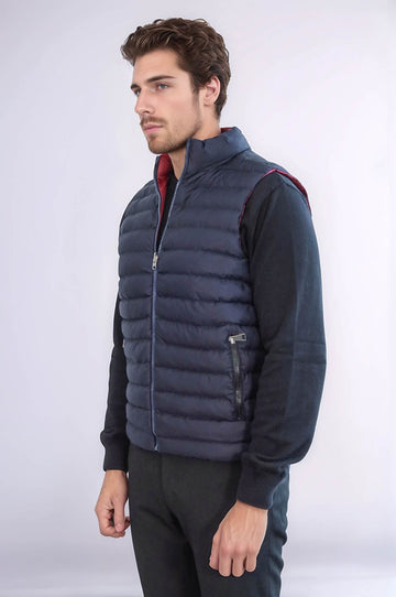 Navy Blue Reversible Slim Fit Quilted Gilet – Wessi