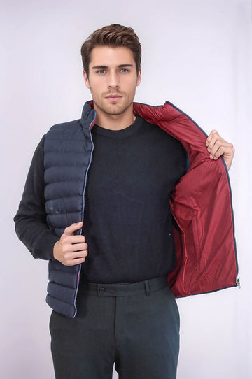Navy Blue Reversible Slim Fit Quilted Gilet – Wessi
