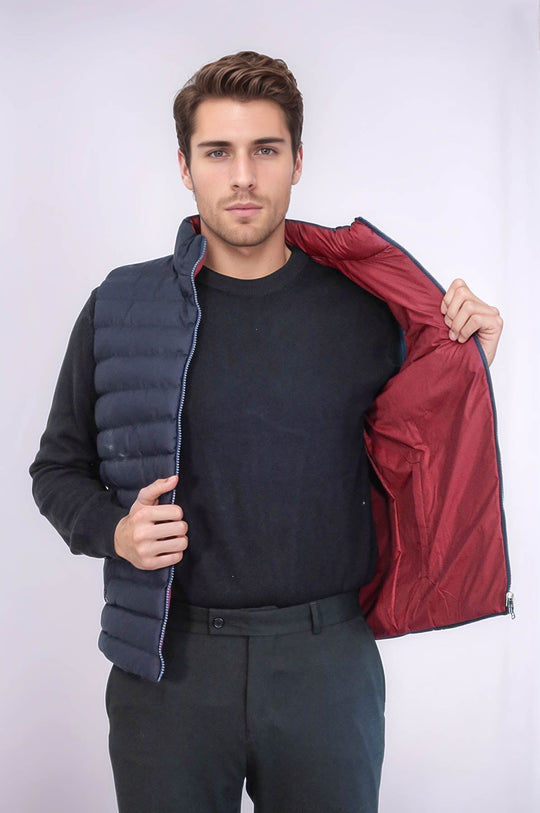 Navy Blue Reversible Slim Fit Quilted Gilet – Wessi