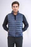 Navy Blue Slim Fit Reversible Puffer Down Vest | Wessi