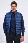 Navy Blue Slim Fit Reversible Quilted Puffer Down Vest | Wessi