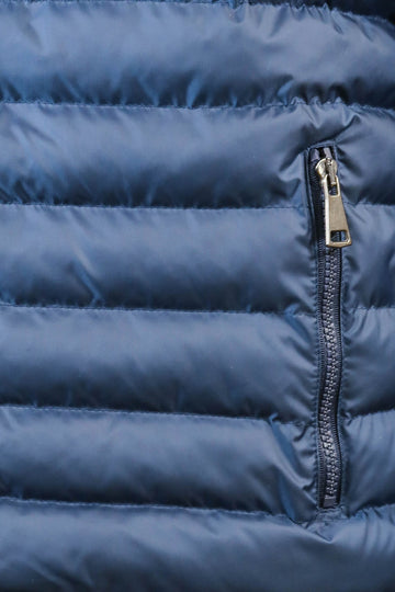 Navy Blue Slim Fit Reversible Quilted Puffer Down Vest | Wessi