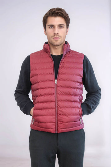 Burgundy Reversible Slim Fit Quilted Gilet – Wessi