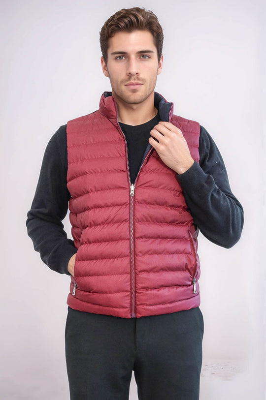 Burgundy Reversible Slim Fit Quilted Gilet – Wessi