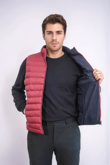 Burgundy Reversible Slim Fit Quilted Gilet – Wessi
