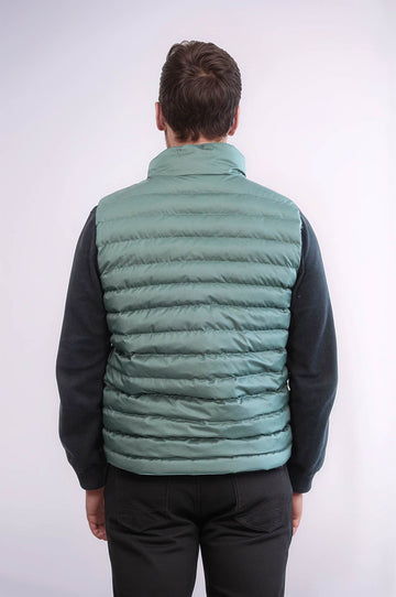 Oil Green Slim Fit Reversible Quilted Puffer Down Vest | Wessi