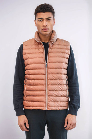 Brown Slim Fit Quilted Puffer Down Vest | Wessi