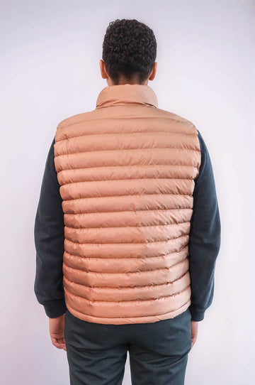 Brown Slim Fit Quilted Puffer Down Vest | Wessi